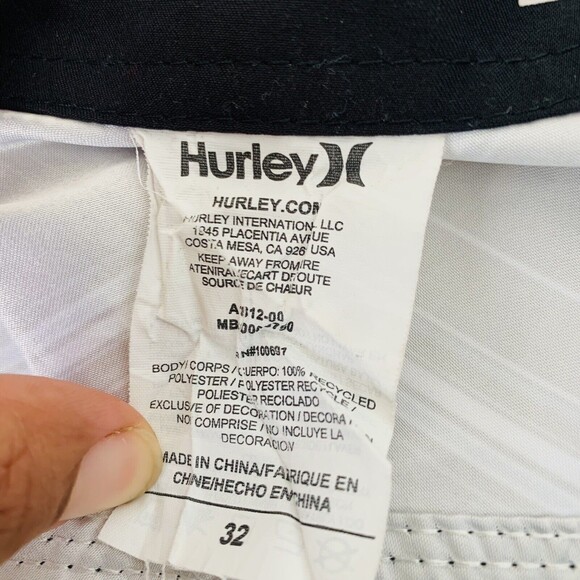 Hurley Board Shorts Men 32 Black Plaid Swim Bottoms Beach Pool Surf 11" - Picture 11 of 11